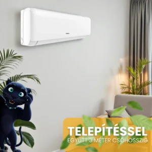 AUX C-Smart klíma telepítéssel együtt 3 méter csőhosszzig - fehér fali split klíma nappaliban felszerelve akciós ajanlat