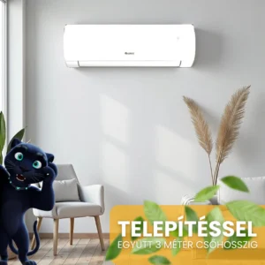 Gree Comfort Pro klíma telepítéssel együtt 3 méter csőhosszzig - fehér Gree fali split klíma boho nappaliban nád szék és pampasz fű mellett