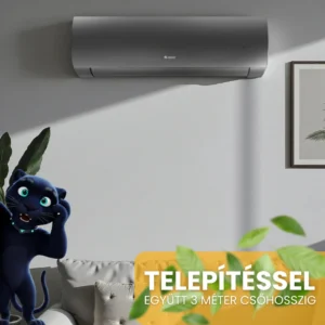 Gree Dark Pro klíma telepítéssel együtt 3 méter csőhosszzig - szürke Gree Dark Pro fali split klíma modern szobabelsőben kanapénál