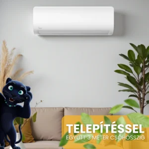 Midea Xtreme Save Pro klíma telepítéssel együtt 3 méter csőhosszzig - fehér Midea fali klíma kanapé felett boho stílusú nappaliban