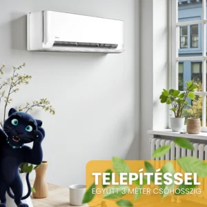 Midea Breezeless E klíma telepítéssel együtt 3 méter csőhosszzig - fehér Midea fali klíma nappaliban ablak melletti falon