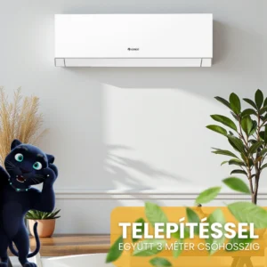 Gree Smart One klíma telepítéssel együtt 3 méter csőhosszzig - fehér Gree fali split klíma minimálista nappaliban deko növényekkel